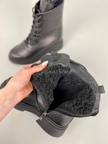 Фото Ботинки женские кожаные черного цвета зимние 3304з/36 15