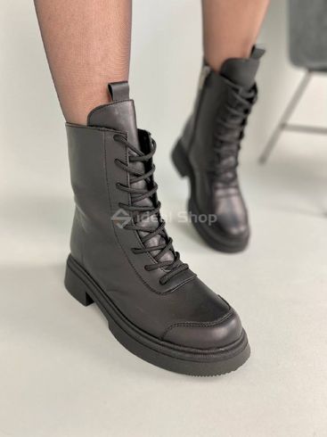 Фото Ботинки женские кожаные черного цвета зимние 3304з/36 2