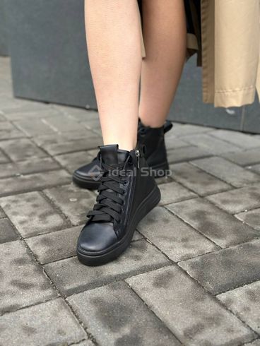 Фото Ботинки женские кожаные черные на низком ходу демисезонные 6778д/36 2