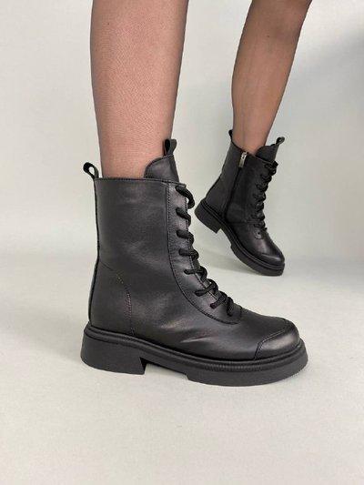 Фото Ботинки женские кожаные черного цвета зимние 3304з/36 1