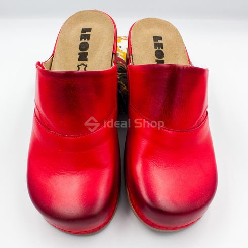 Жіночі тапочки сабо шкіряні Leon Aurora I, 2019, розмір 36, червоні