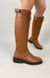 Чоботи жіночі шкіряні коричневого кольору з ремінцем, без каблука, зимові 36 (23,5 см)