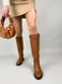 Чоботи жіночі шкіряні коричневого кольору з ремінцем, без каблука, зимові 36 (23,5 см)