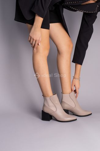 Фото Ботинки женские кожаные бежевые на каблуке 9915-1д/40 6