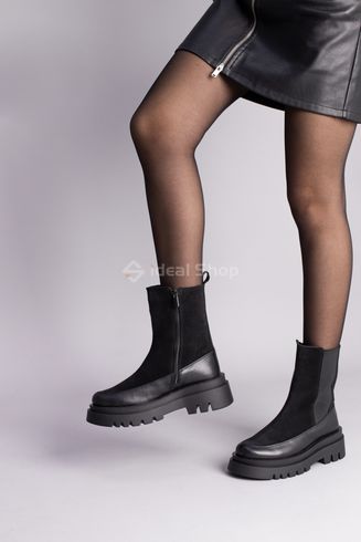 Фото Ботинки женские замшевые черные с кожаной вставкой демисезонные 5735д/40 3