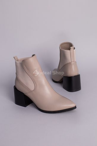 Фото Ботинки женские кожаные бежевые на каблуке 9915-1д/40 8