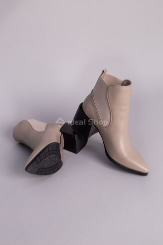 Фото Ботинки женские кожаные бежевые на каблуке 9915-1д/40 9