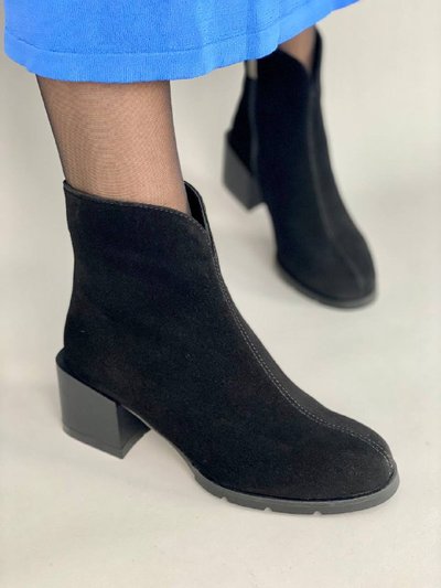 Фото Ботинки женские замшевые черные на небольшом каблуке демисезонные 9934-1д/36 1