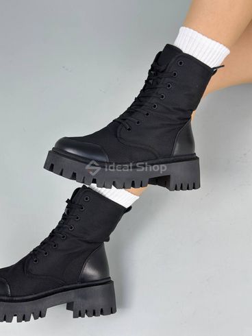 Foto Damskie czarne buty z cordury ze skórzanymi wstawkami zima 9410з/40 1