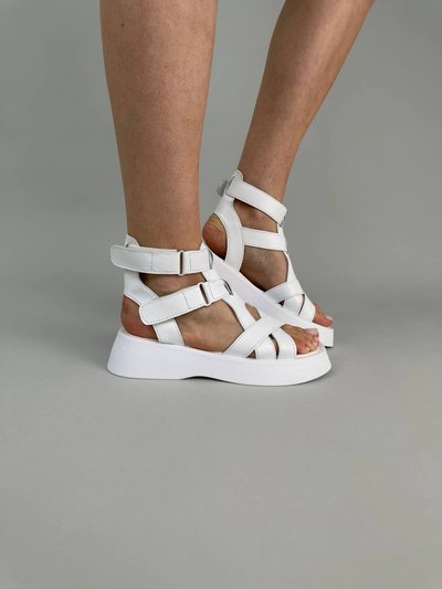 Foto Damskie skórzane sandały w kolorze białym 5602-1/37 1
