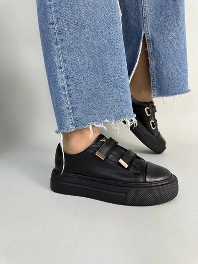 Sneakersy damskie skórzane czarne 37 (24 cm)