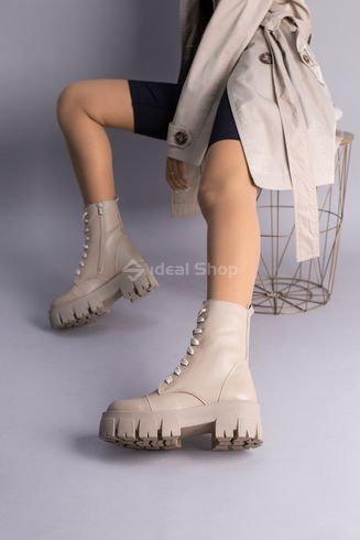 Фото Ботинки женские кожаные бежевого цвета зимние 6714-2з/36 6
