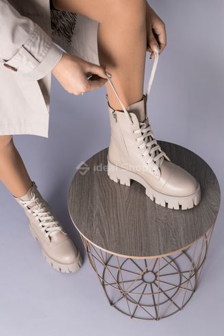 Фото Ботинки женские кожаные бежевого цвета зимние 6714-2з/36 8