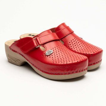 Фото Жіночі тапочки сабо шкіряні Leon Klasik IV, PU159, розмір 36, червоні PU159-red-41 1