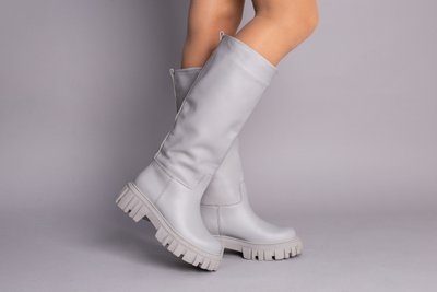 Foto Szare skórzane buty zimowe dla kobiet 5984е/39 1