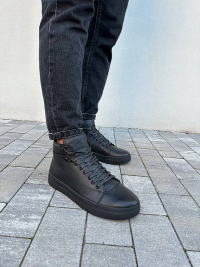 Фото Ботинки мужские кожаные черного цвета зимние 7209з/40 1