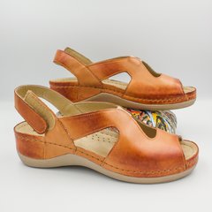 Foto Damskie sandały skórzane Leon Violet, brązowy 924-brown 1