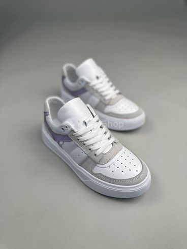 Białe skórzane sneakersy damskie z zamszowymi wstawkami 36 (23.5-24 cm)