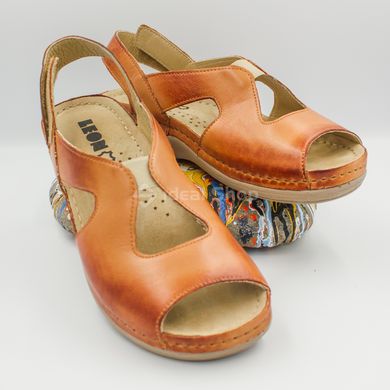 Foto Damskie sandały skórzane Leon Violet, brązowy 924-brown 3