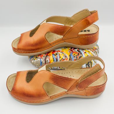Foto Damskie sandały skórzane Leon Violet, brązowy 924-brown 9
