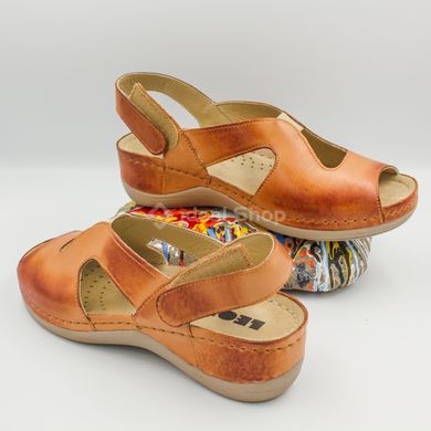 Foto Damskie sandały skórzane Leon Violet, brązowy 924-brown 15