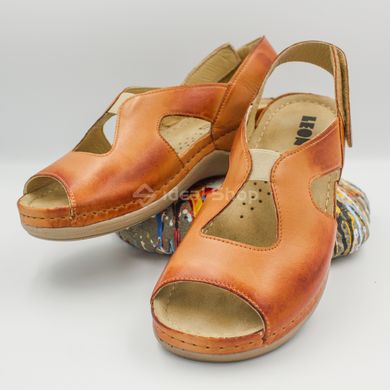 Foto Damskie sandały skórzane Leon Violet, brązowy 924-brown 7