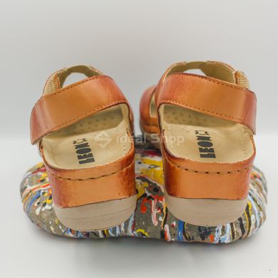 Foto Damskie sandały skórzane Leon Violet, brązowy 924-brown 12