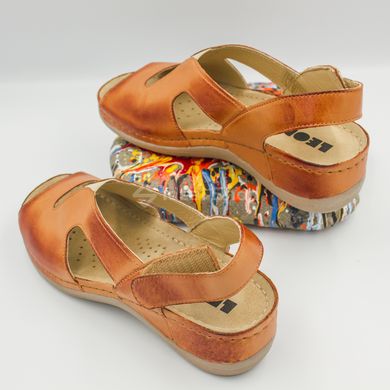 Foto Damskie sandały skórzane Leon Violet, brązowy 924-brown 11
