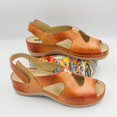Foto Damskie sandały skórzane Leon Violet, brązowy 924-brown 2