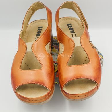 Foto Damskie sandały skórzane Leon Violet, brązowy 924-brown 6