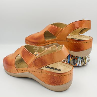 Foto Damskie sandały skórzane Leon Violet, brązowy 924-brown 10