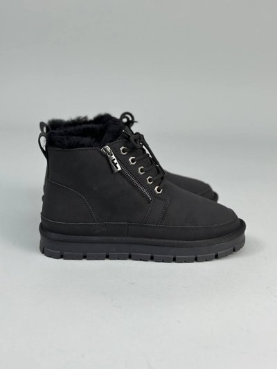 Фото Ботинки мужские кожаные черного матового цвета зимние 5128з/41 1