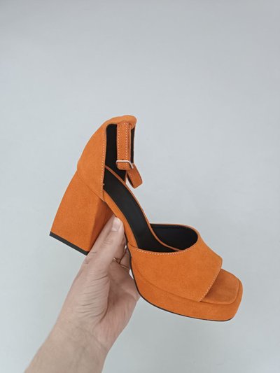 Zamszowe pomarańczowe buty damskie na obcasie 36 (23,5 cm)