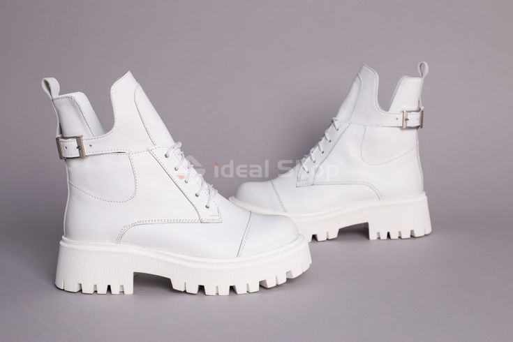 Фото Ботинки женские кожаные белого цвета на байке 5583-4д/35 8