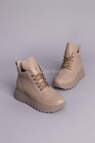 Sneakersy damskie skórzane granatowo-beżowe na futrze 37 (24 cm)