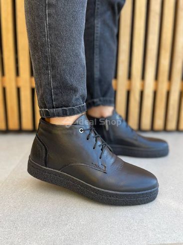 Фото Ботинки мужские кожаные черного цвета зимние 8023з/40 2