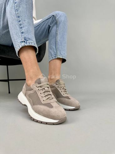Sneakersy damskie zamszowe beżowe ze skórzanymi i siateczkowymi wstawkami 36 (23,5 cm)