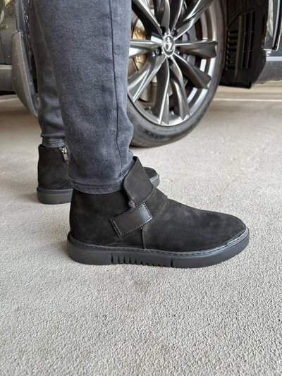 Foto Męskie czarne buty zimowe z nubuku 8027з/42 1