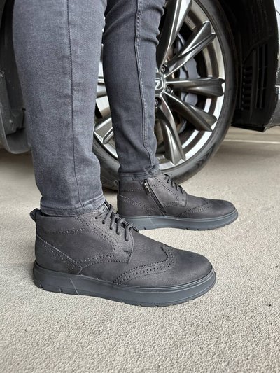 Foto Nubukowe buty męskie na sezon zimowy w kolorze czarnym 2600д/40 1