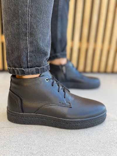 Фото Ботинки мужские кожаные черного цвета зимние 8023з/40 1