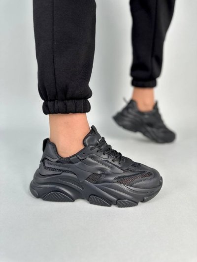 Кросівки жіночі шкіряні чорні зі вставками текстильної сітки 36 (23 см)