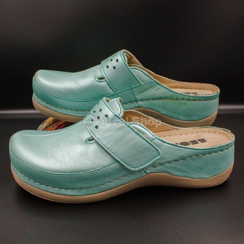Фото Женские сабо кожаные Leon 902, бирюзовые 902-turquoise-38 9