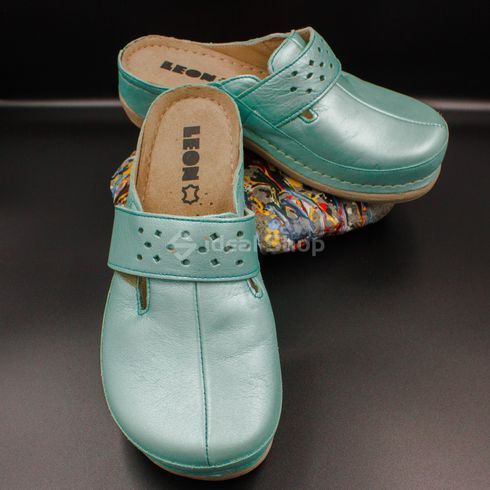 Фото Женские сабо кожаные Leon 902, бирюзовые 902-turquoise-38 22