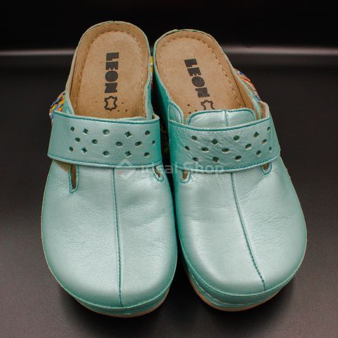 Фото Женские сабо кожаные Leon 902, бирюзовые 902-turquoise-38 6
