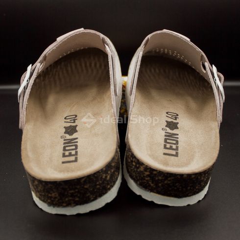 Skórzane pantofle damskie Leon 1250, rozmiar 36, perłowe