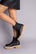 Черевики жіночі шкіряні чорні з гумкою на бежевій підошві зимові 35 (23 см)