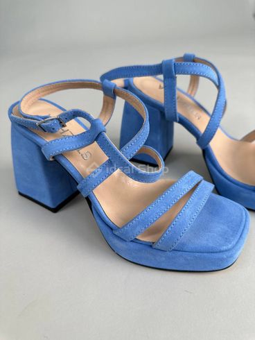 Foto Zamszowe sandały damskie w kolorze niebieskim 9983/36 14