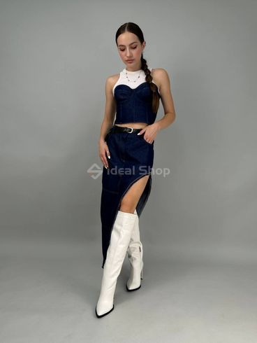 Фото Сапоги женские кожаные молочного цвета на каблуках демисезонные 2704д/36 8