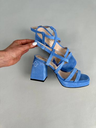 Foto Zamszowe sandały damskie w kolorze niebieskim 9983/36 13