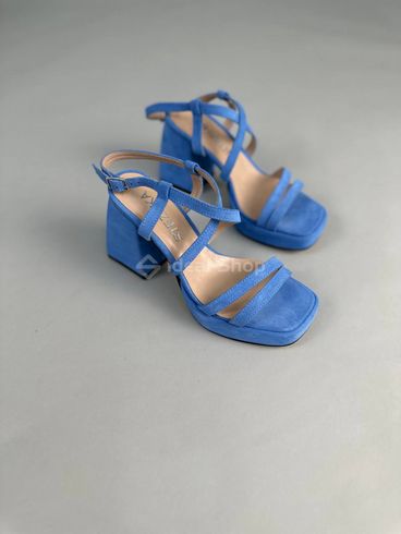 Foto Zamszowe sandały damskie w kolorze niebieskim 9983/36 11